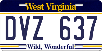 WV license plate DVZ637