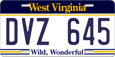 WV license plate DVZ645