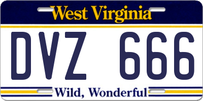 WV license plate DVZ666
