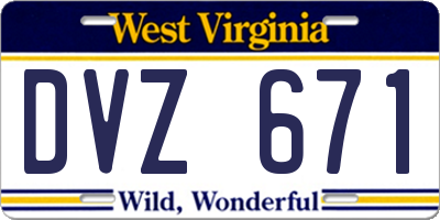 WV license plate DVZ671