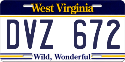 WV license plate DVZ672