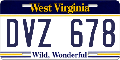 WV license plate DVZ678