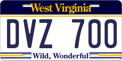 WV license plate DVZ700