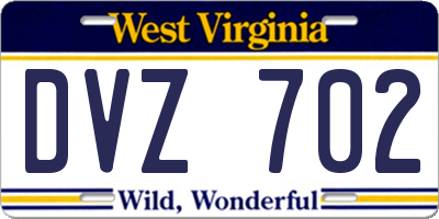 WV license plate DVZ702
