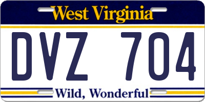 WV license plate DVZ704