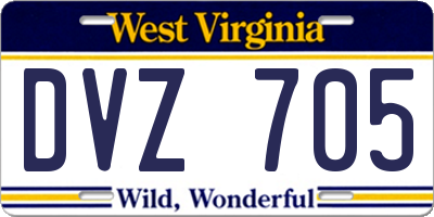 WV license plate DVZ705