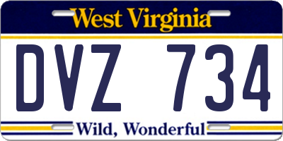 WV license plate DVZ734
