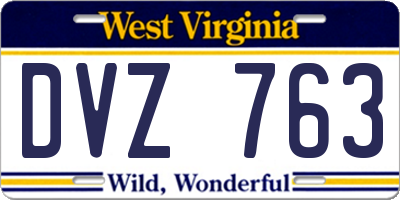 WV license plate DVZ763