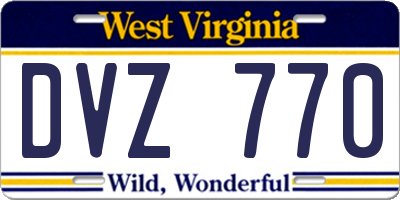 WV license plate DVZ770