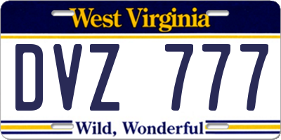 WV license plate DVZ777