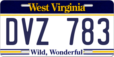 WV license plate DVZ783