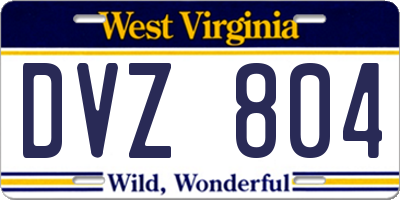 WV license plate DVZ804