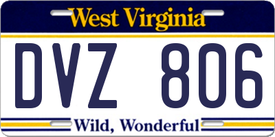 WV license plate DVZ806