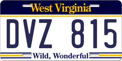 WV license plate DVZ815