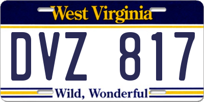 WV license plate DVZ817