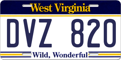 WV license plate DVZ820