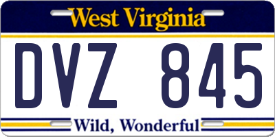 WV license plate DVZ845