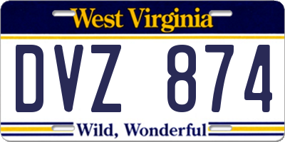 WV license plate DVZ874
