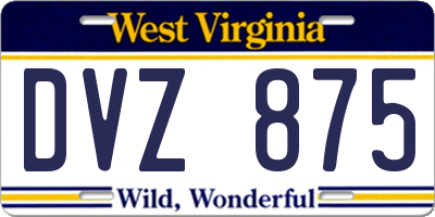 WV license plate DVZ875