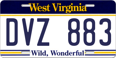 WV license plate DVZ883