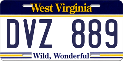 WV license plate DVZ889