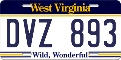 WV license plate DVZ893
