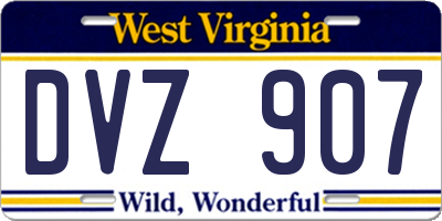 WV license plate DVZ907