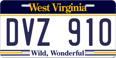 WV license plate DVZ910