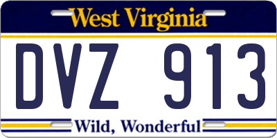 WV license plate DVZ913