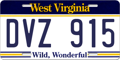 WV license plate DVZ915