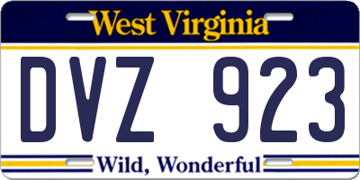 WV license plate DVZ923