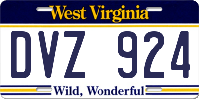 WV license plate DVZ924