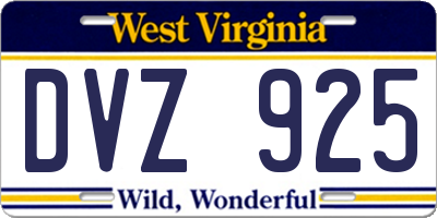 WV license plate DVZ925