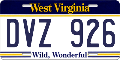 WV license plate DVZ926