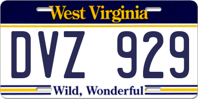 WV license plate DVZ929