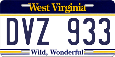 WV license plate DVZ933