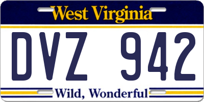 WV license plate DVZ942