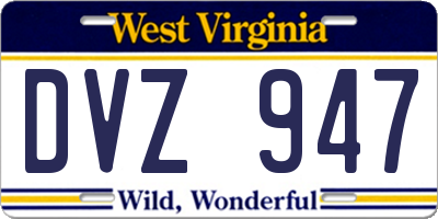 WV license plate DVZ947