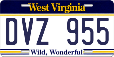 WV license plate DVZ955