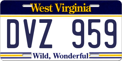 WV license plate DVZ959