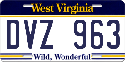 WV license plate DVZ963