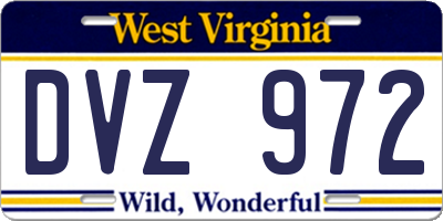 WV license plate DVZ972