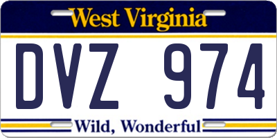 WV license plate DVZ974