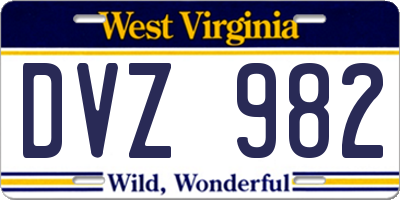 WV license plate DVZ982