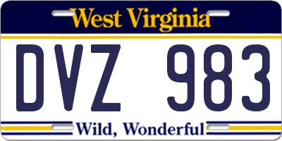 WV license plate DVZ983