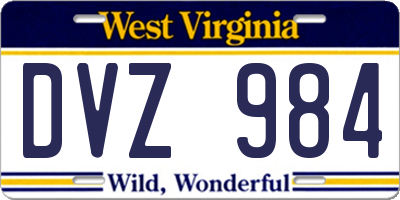WV license plate DVZ984
