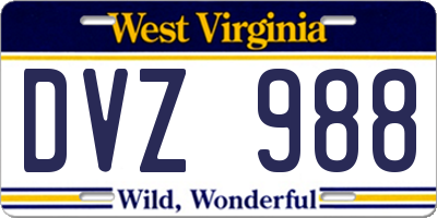 WV license plate DVZ988