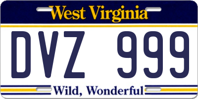 WV license plate DVZ999