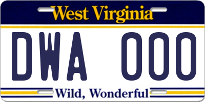 WV license plate DWA000