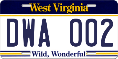 WV license plate DWA002